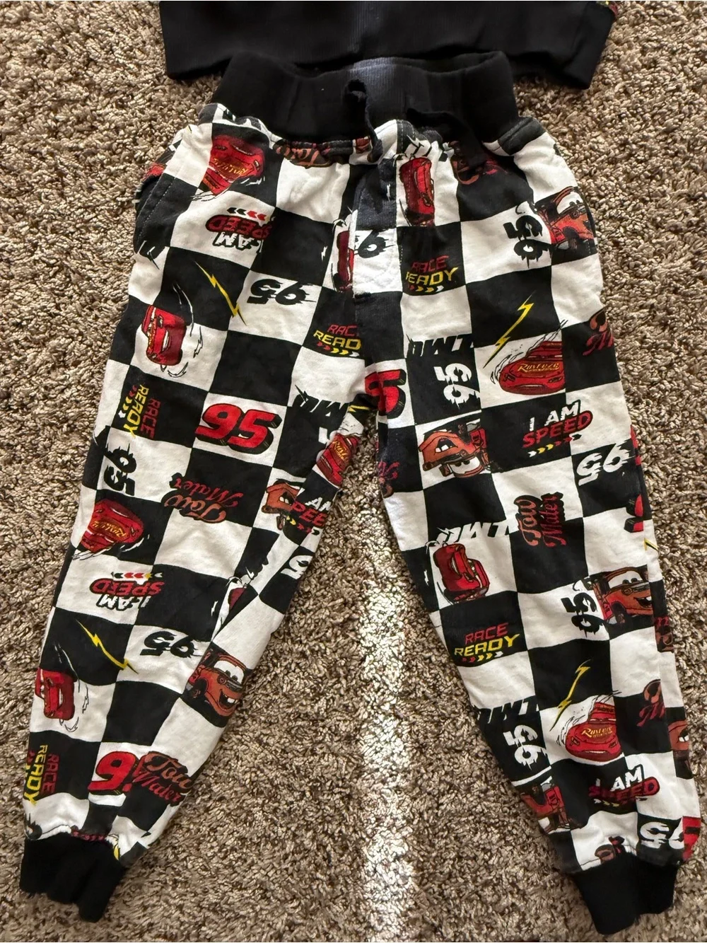Kids Lightning Race Car Pajama Set - Black, White & Red
